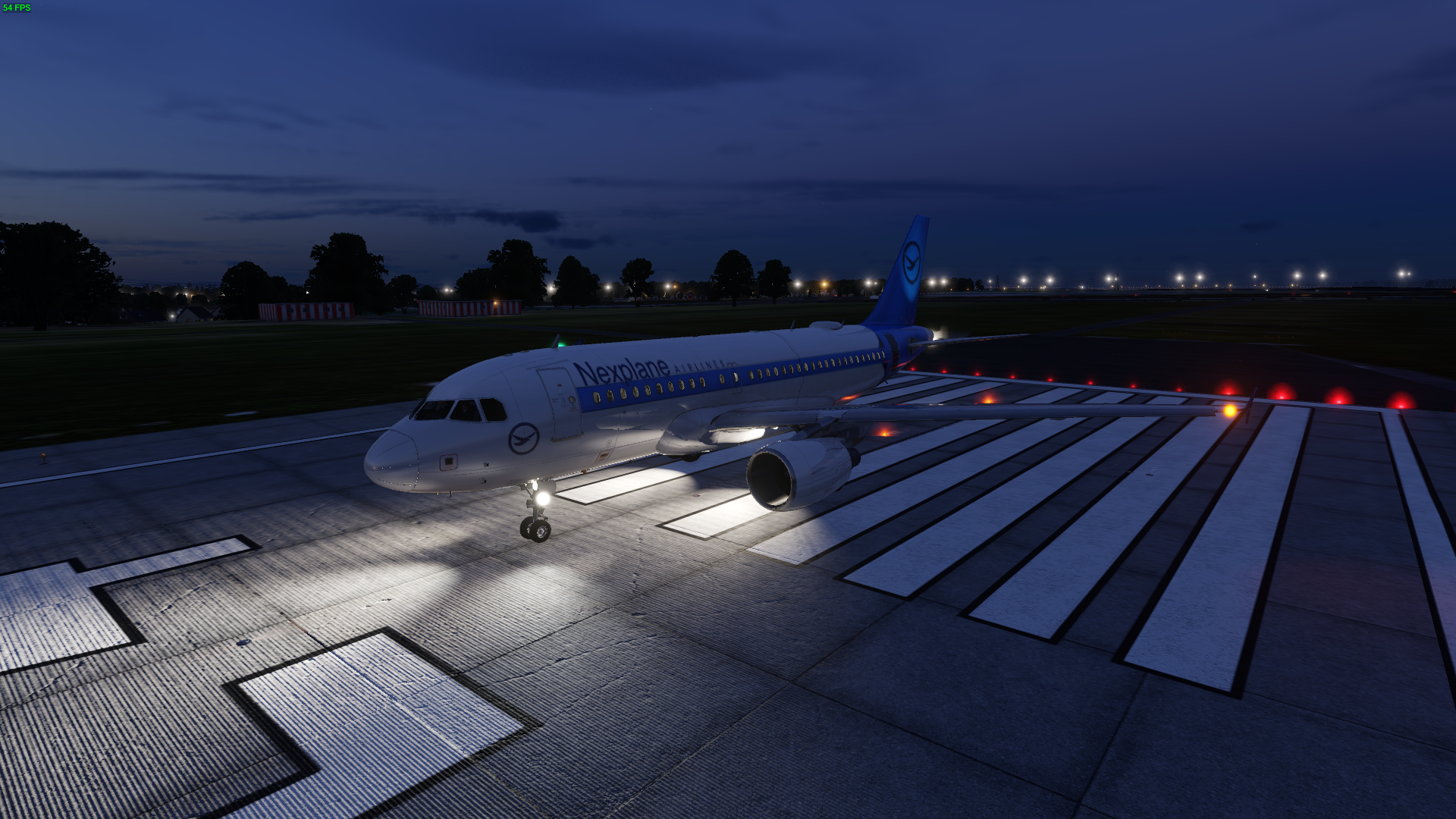 A319 runway night